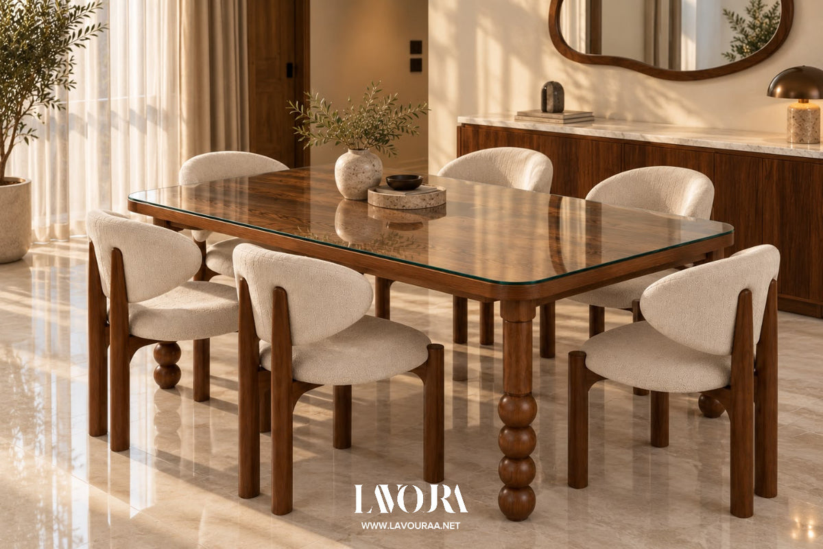 Royal Walnut Dining Table Set