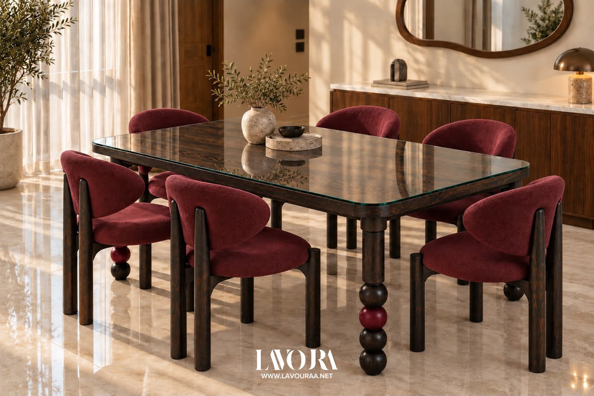 Royal Walnut Dining Table Set