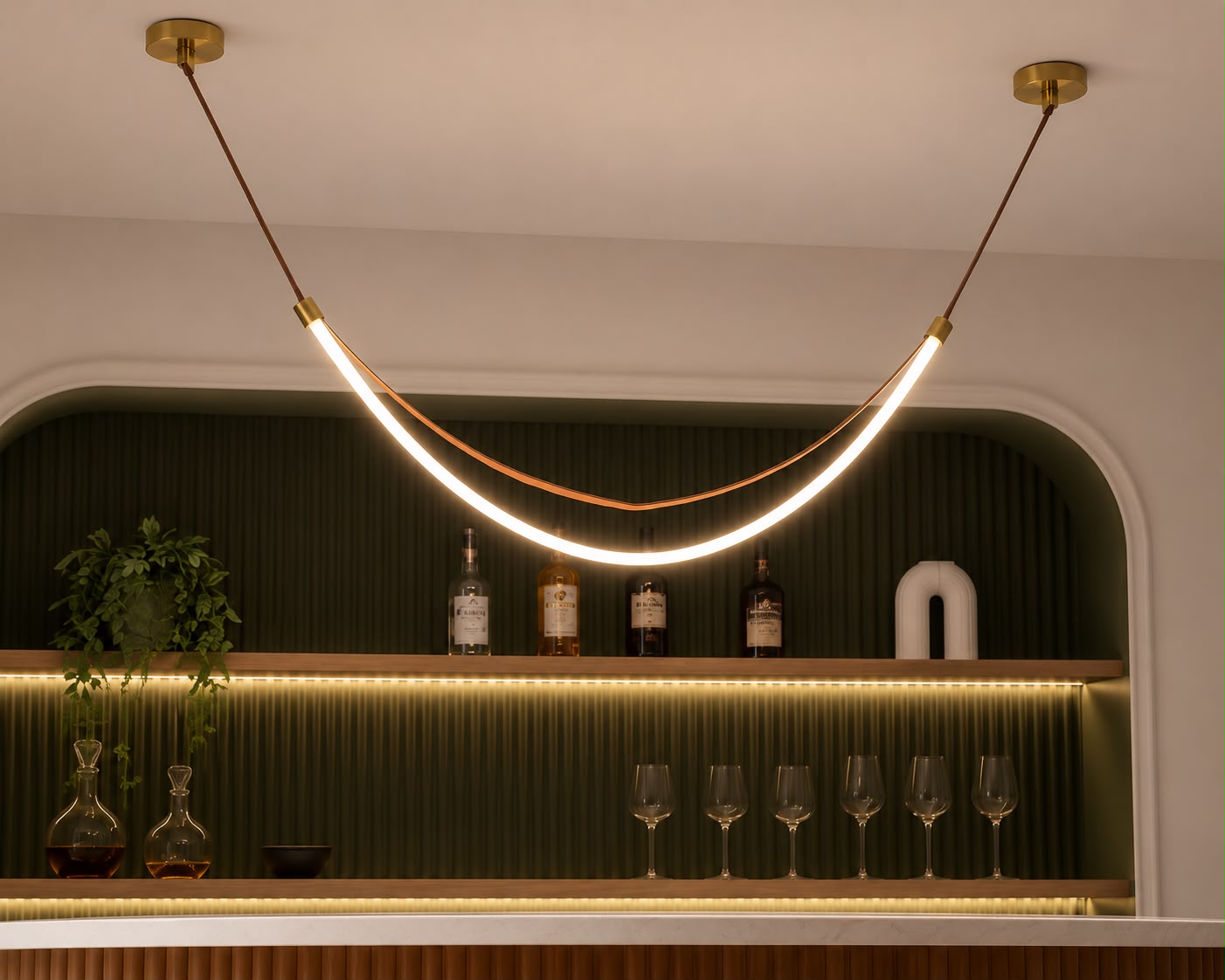Arc Belt LED Pendant – Brown