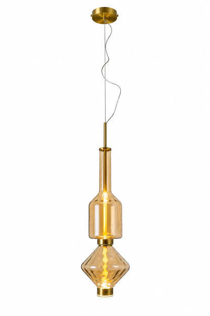 Amber Glass Sculptural Pendant Light